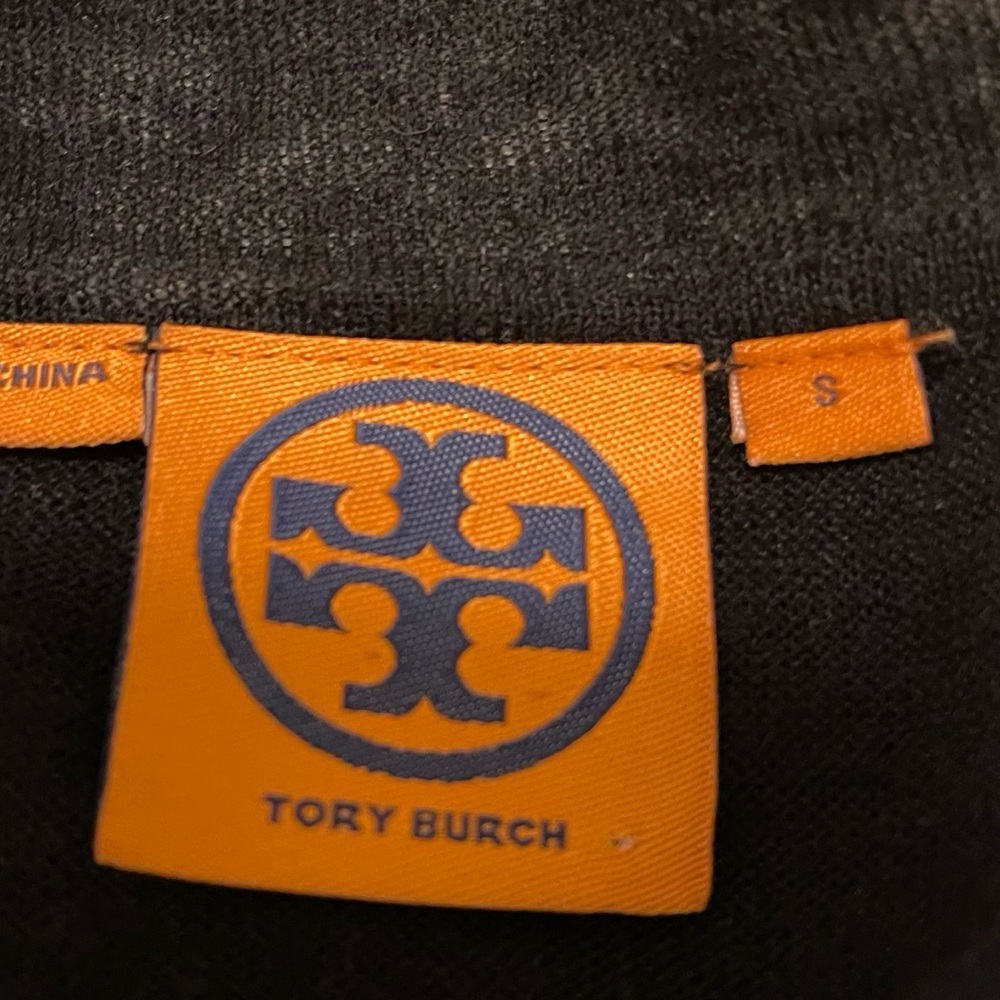 ❤️ Tory Burch ‘Quincy’ Sequin Trim Black Linen Blend Open Sweater - Picture 7 of 10